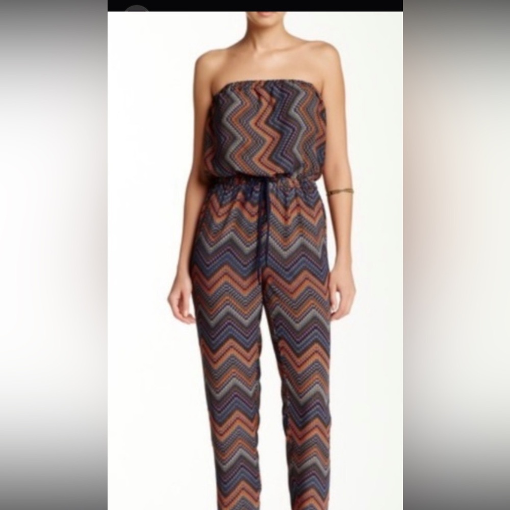 50%offw❤️ Blu Pepper Nordstrom printed strapless jumpsuit Medium 83